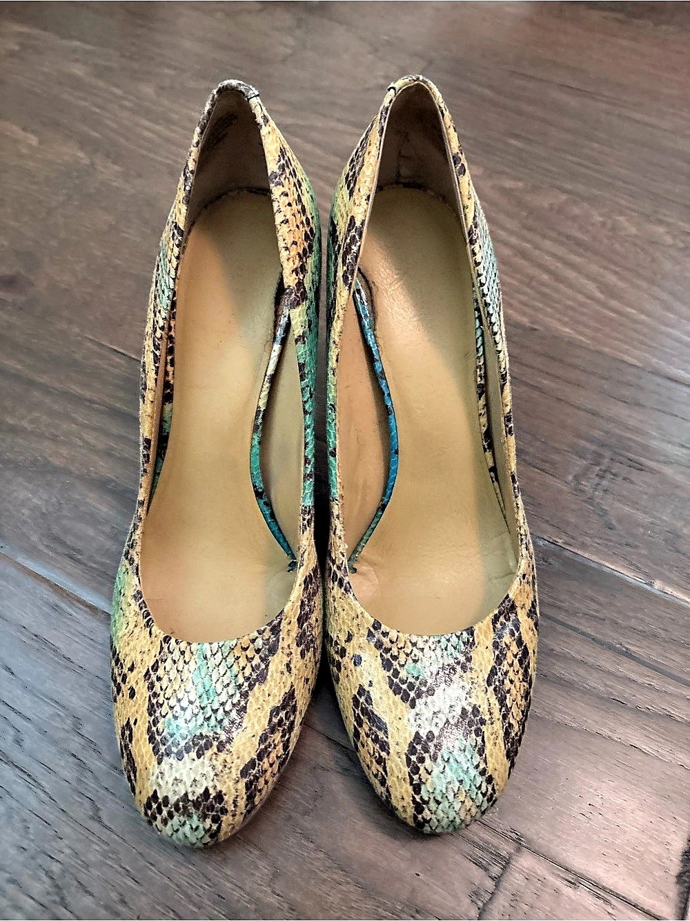 Animal Print Heels in Brown & Green
